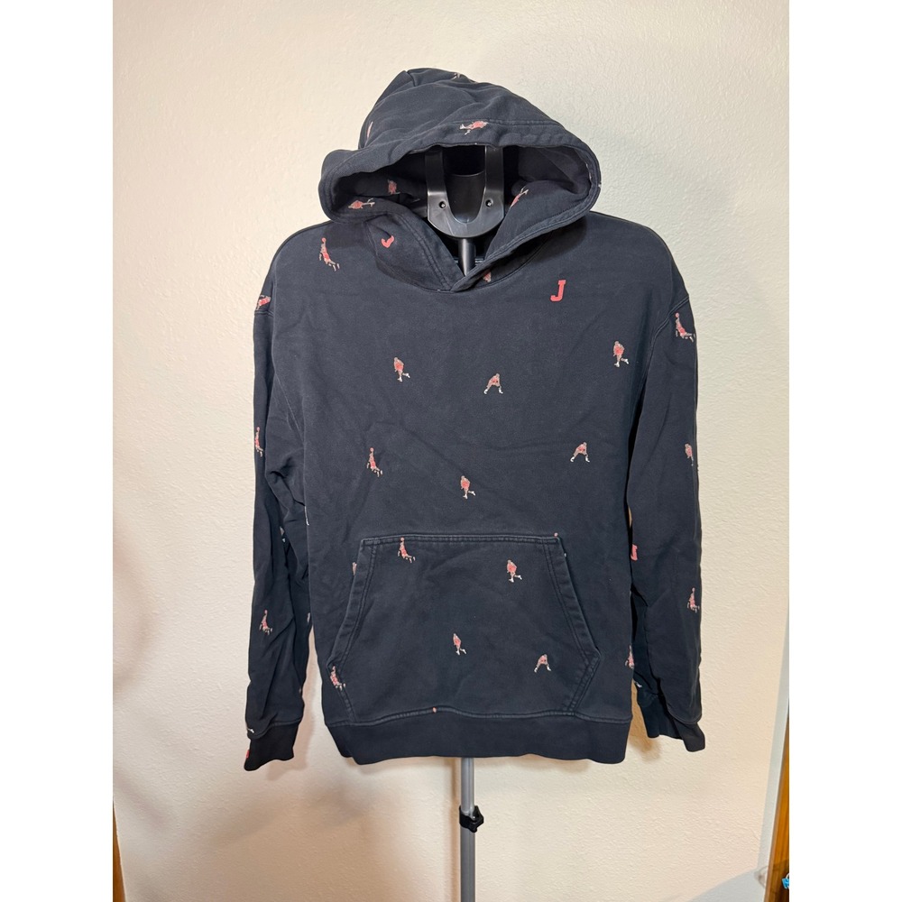 Jordan Mens All Over Print Jumpman Hoodie Black Red Medium CV2244